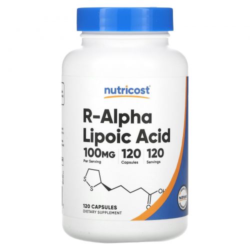 Nutricost, R-альфа-липоевая кислота, 100 мг, 120 капсул