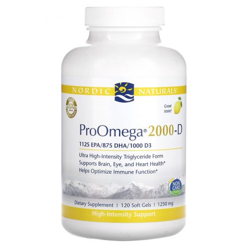 Nordic Naturals, ProOmega-D, Lemon flavor, 1250 mg, 120 Soft gels