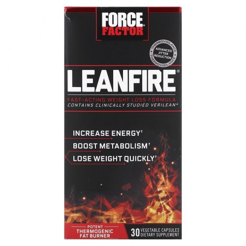 Force Factor, LeanFire, формула для быстрого снижения веса, 30 растительных капсул