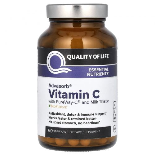 Quality of Life Labs, Advasorb, витамин C, 60 растительных капсул