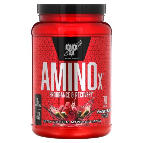 BSN, Amino-X, выносливость и восстановление, декофеиновый, дыня, 2,23 фунтов (1.01 кг)