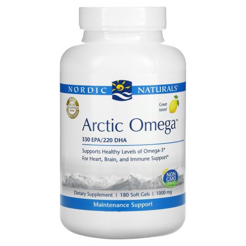 Nordic Naturals, Арктическая омега, лимонный вкус, 1000 мг, 180 мягких таблеток