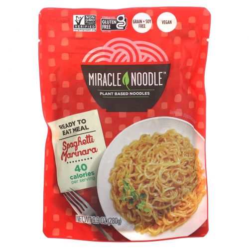 Miracle Noodle, Блюдо, готовое к употреблению, спагетти Маринара, 280 г (10 унций)