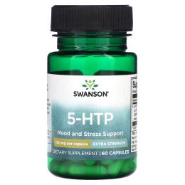 Swanson, 5-HTP, повышенная сила действия, 100 мг, 60 капсул