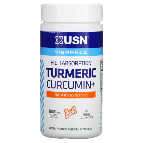 USN, легкоусвояемый куркумин с комплексом BioPerine, 500 мг, 60 капсул