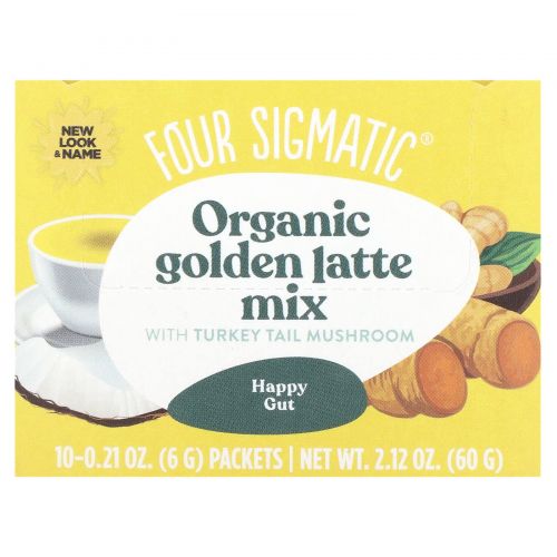 Four Sigmatic, Golden Latte, Mushroom Mix, 10 Packets, 0.21 oz (6 g) Each