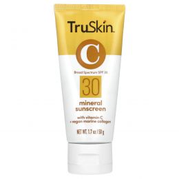 TruSkin, минеральное солнцезащитное средство, с витамином C и веганским морским коллагеном, SPF 30, 50 г (1,7 унции)