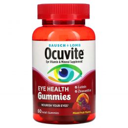 Bausch & Lomb Ocuvite, Желатиновые конфеты для здоровья глаз, смешанные фруктовые вкусы, 60 желатиновых конфет для взрослых