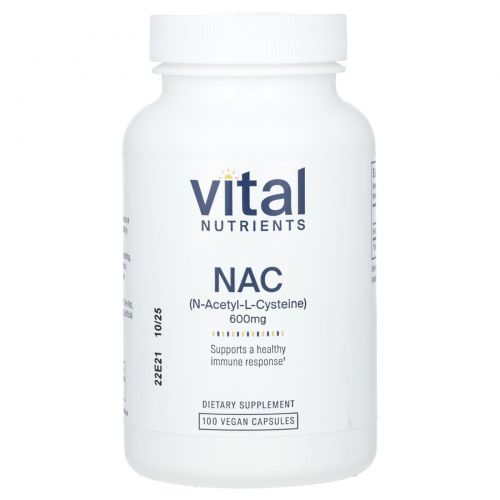 Vital Nutrients, N-ацетил-L-цистеин, 600 мг, 100 вегетарианских капсул