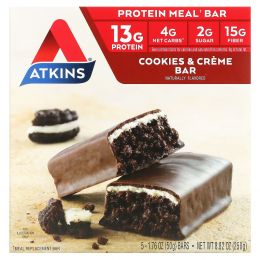 Atkins, Батончики со вкусом печенья со сливками, 5 шт. , 1,7 унции ( 48 г) каждый