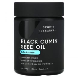 Sports Research, масло из семян черного тмина, холодный отжим, 1000 мг, 120 капсул (500 мг в 1 капсуле)
