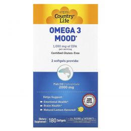 Country Life, Omega 3 Mood, 180 желатиновых капсул