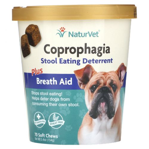 NaturVet, Coprophagia, Stool Eating Deterrent Plus Breath Aid, 70 Soft Chews, 5.4 oz (154 g)