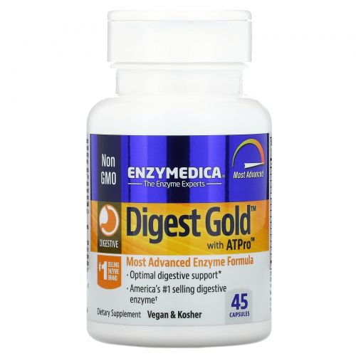 Enzymedica, Digest Gold с ATPro, добавка с пищеварительными ферментами, 45 капсул