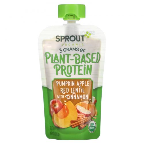 Sprout Organic, Baby Food, 8 Months & Up, Pumpkin, Apple, Red Lentil with Cinnamon, 4 oz (113 g)