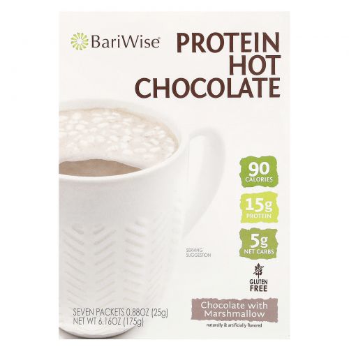 BariWise, протеиновый горячий шоколад, шоколад с зефиром, 7 пакетиков по 25 г (0,88 унции)