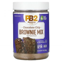 PB2 Foods, Смесь для брауни с шоколадной крошкой и арахисовым порошком, 454 г (16 унций)