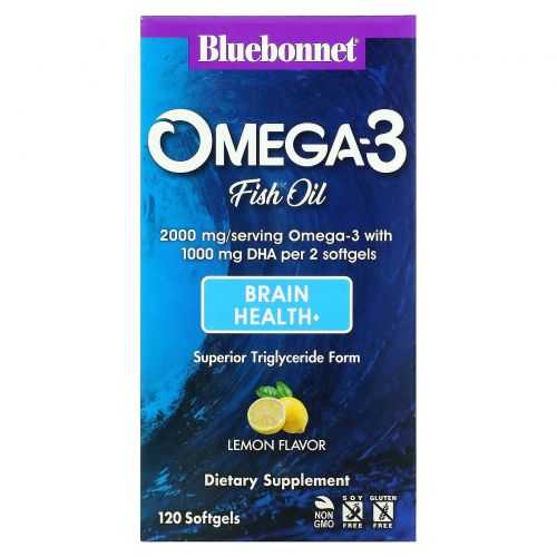 Bluebonnet Nutrition, Натуральный состав для мозга с омега-3, 120 мягких капсул