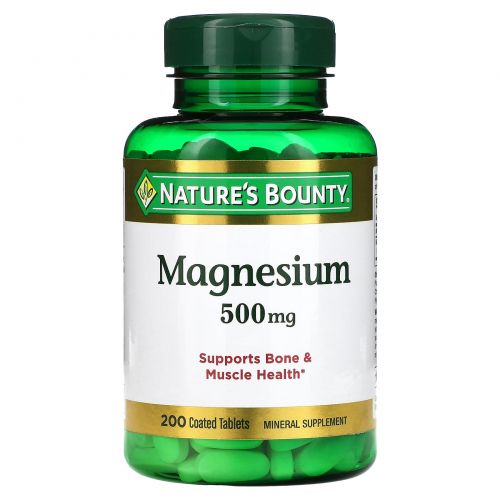 Nature's Bounty, Magnesium, 500 mg, 200 Coated Caplets