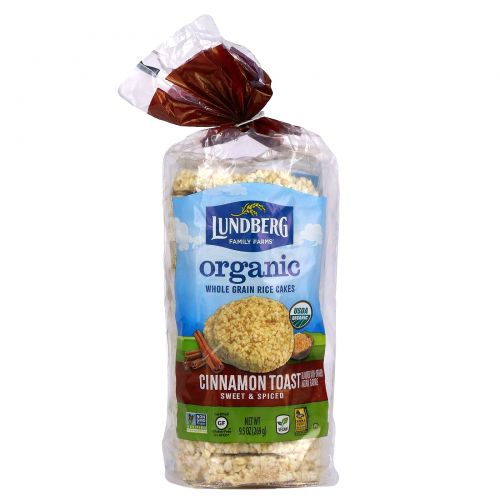 Lundberg, Organic Whole Grain Rice Cakes, Cinnamon Toast, Sweet & Spiced, 9.5 oz (269 g)