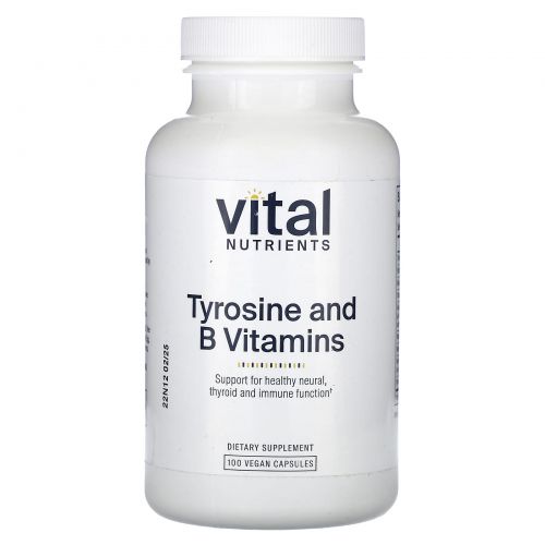 Vital Nutrients, тирозин и витамины группы B, 100 растительных капсул