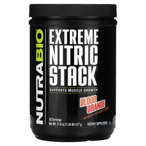 Nutrabio Labs, Extreme Nitric Stack, кровавый апельсин, 1,36 фунта (21,8 унции)