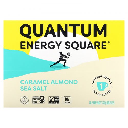 QUANTUM ENERGY SQUARE, Морская соль с карамелью и миндалем, 8 квадратов, 48 г (1,69 унции)