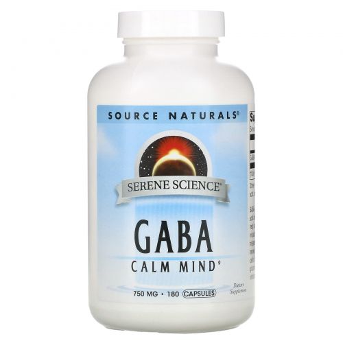 Source Naturals, ГАМК, 750 мг, 180 капсул