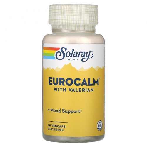 Solaray, Еврокалм с валерианой, 60 вегетарианских капсул