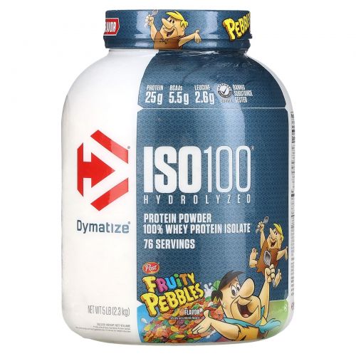 Dymatize Nutrition, ISO100, гидролизованный 100% изолят сывороточного протеина, фруктовый вкус, 2,3 кг (5 фунтов)