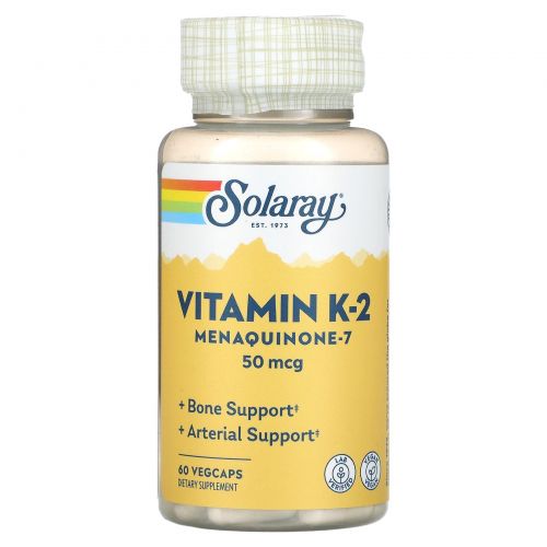 Solaray, Vitamin K-2 Menaquinone-7, 50 mcg, 60 VegCaps