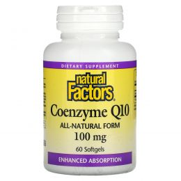 Natural Factors, Коэнзим Q10, Увеличенная абсорбция, 100 мг, 60 гелевых капсул