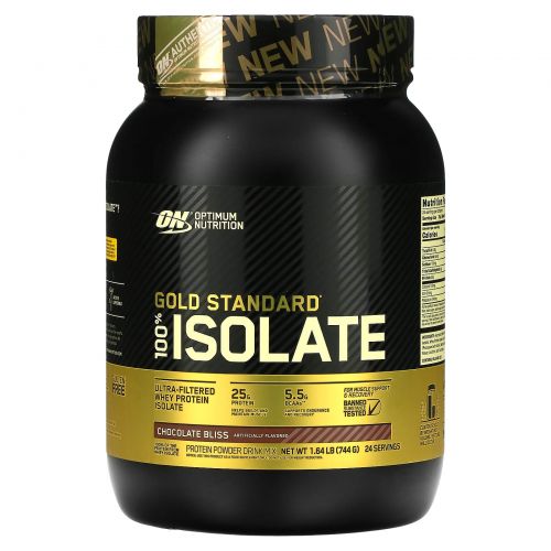 Optimum Nutrition, Gold Standard, 100% Isolate, Chocolate Bliss, 1.64 lb (744 g)