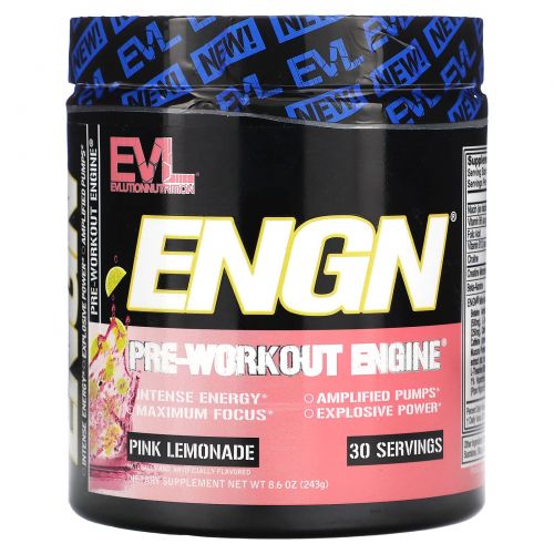 EVLution Nutrition, ENGN, предтренировочный комплекс, розовый лимонад, 243 г (8,6 унции)