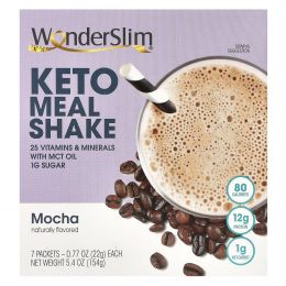 WonderSlim, кетогенный коктейль, со вкусом мокко, 7 пакетиков по 22 г (0,77 унции)