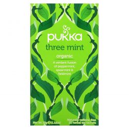 Pukka Herbs, Тройная мята, без кофеина, 20 чайных пакетиков, 1,12 унции (32 г)