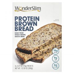 WonderSlim, протеиновый черный хлеб, 5 пакетиков по 70 г (2,47 унции)