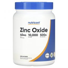 Nutricost, оксид цинка, без добавок, 40 мг, 500 г (17,6 унции)