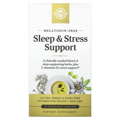 Solgar, Поддержка сна и стресса, 60 растительных капсул
