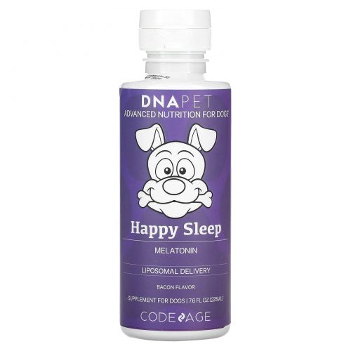 Codeage, DNA Pet, мелатонин для счастливого сна, для собак, бекон, 225 мл (7,6 жидк. Унции)