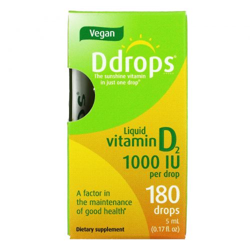 Ddrops, Liquid Vitamin D2, 1,000 IU , 0.17 fl oz ( 5 ml)