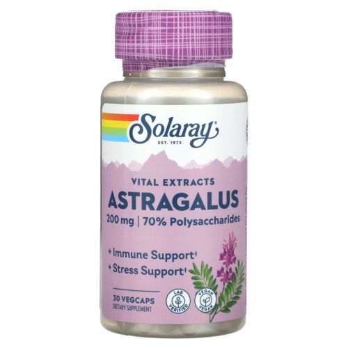Solaray, Vital Extracts, астрагал, 200 мг, 30 растительных капсул