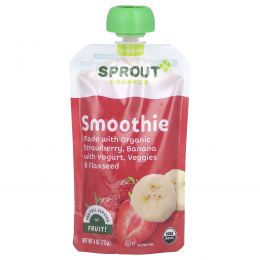 Sprout Organic, Smoothie, Strawberry Banana with Yogurt, Veggies & Flax Seed, 4 oz ( 113 g)