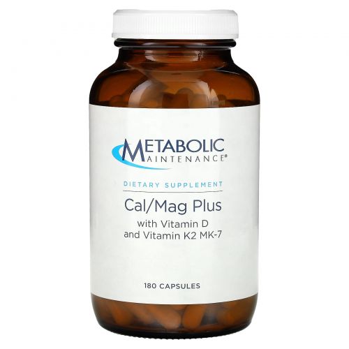 Metabolic Maintenance, Cal/Mag Plus with Vitamin D and Vitamin K2 MK-7, 180 Capsules