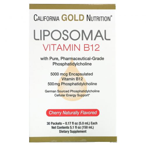 California Gold Nutrition, Липосомальный витамин B12, 30 пакетиков по 5 мл (0,17 жидк. унции)