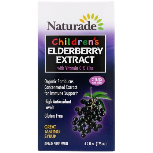 Naturade, Children's Elderberry Extract with Vitamin C & Zinc, 4.2 fl oz (125 ml)