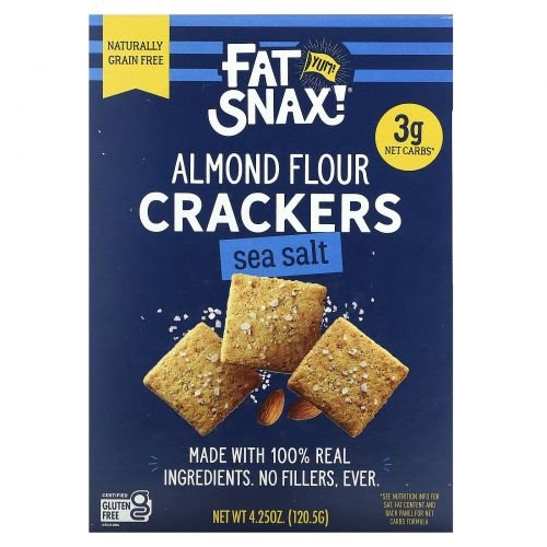 Fat Snax, Крекеры из миндальной муки, оригинальная морская соль, 120,5 г (4,25 унции)