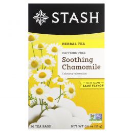 Stash Tea, Herbal Tea, успокаивающая ромашка, без кофеина, 20 чайных пакетиков, 18 г (0,6 унции)