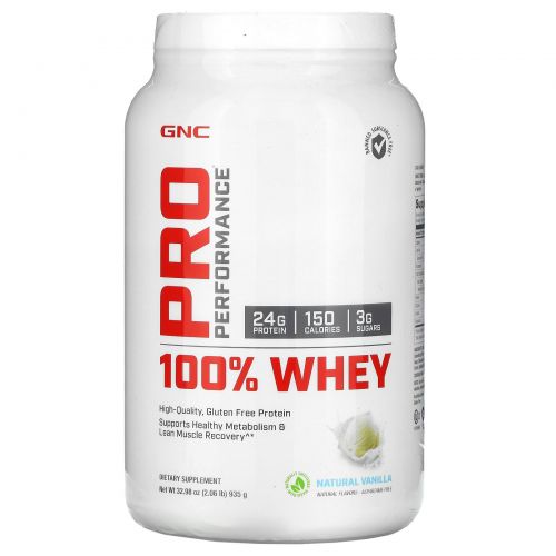 GNC, Pro Performance 100% Whey, Natural Vanilla, 2.06 lb (935 g)