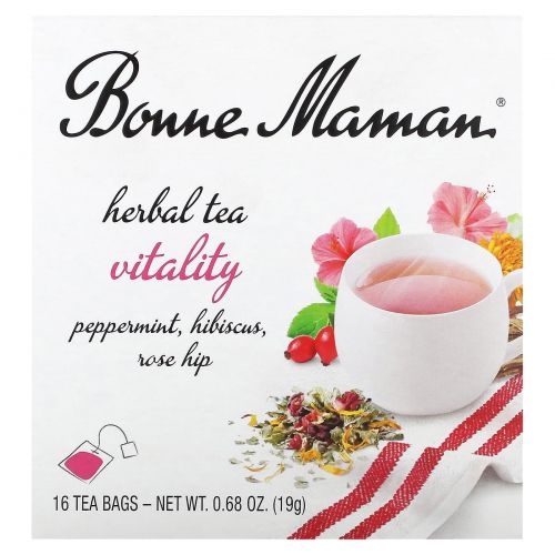 Bonne Maman, Herbal Tea, Vitality, без кофеина, 16 чайных пакетиков, 19 г (0,68 унции)